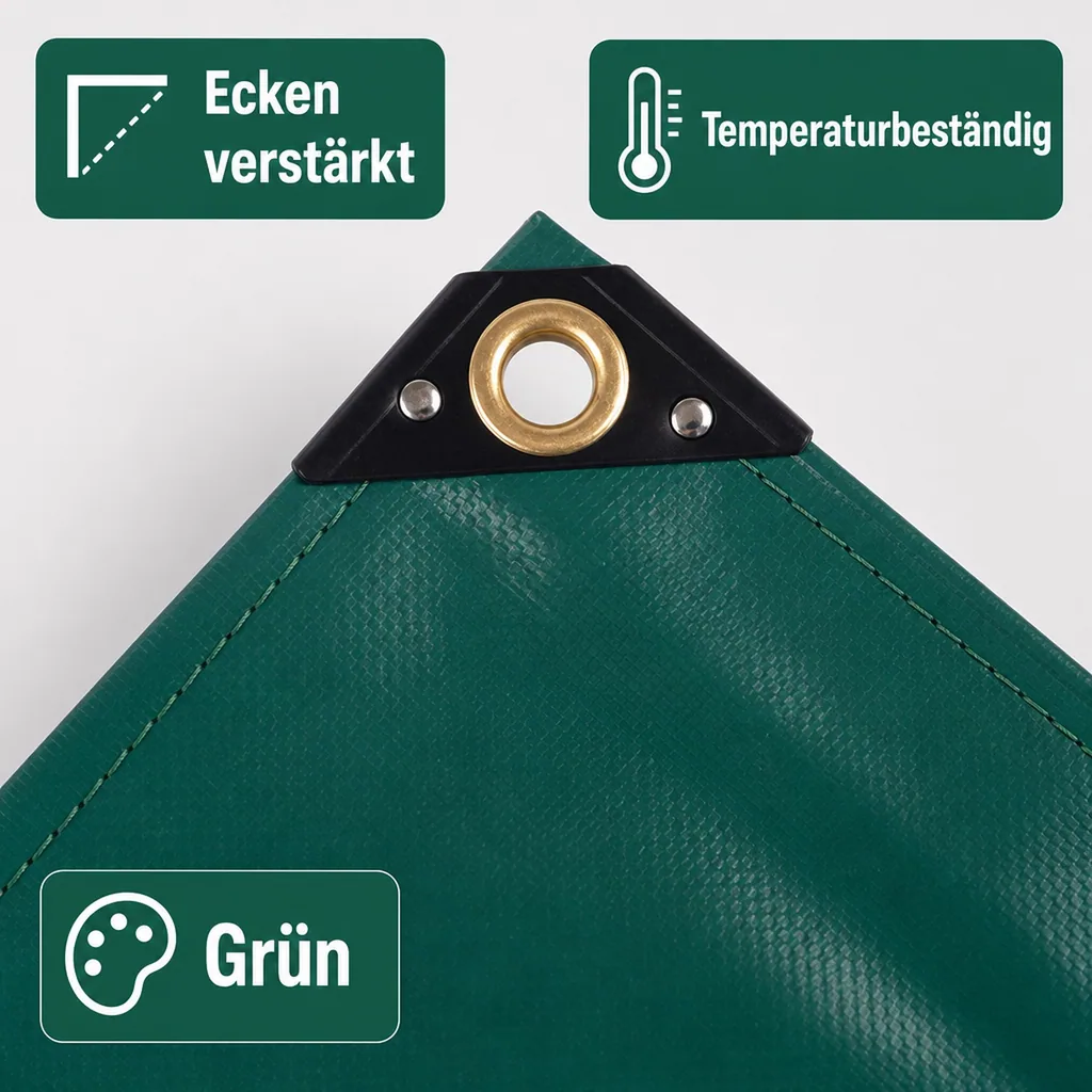 PVC Plane, Abdeckplane 650g/m², grün, wasserdicht, reißfest, 4x5m (20m²)