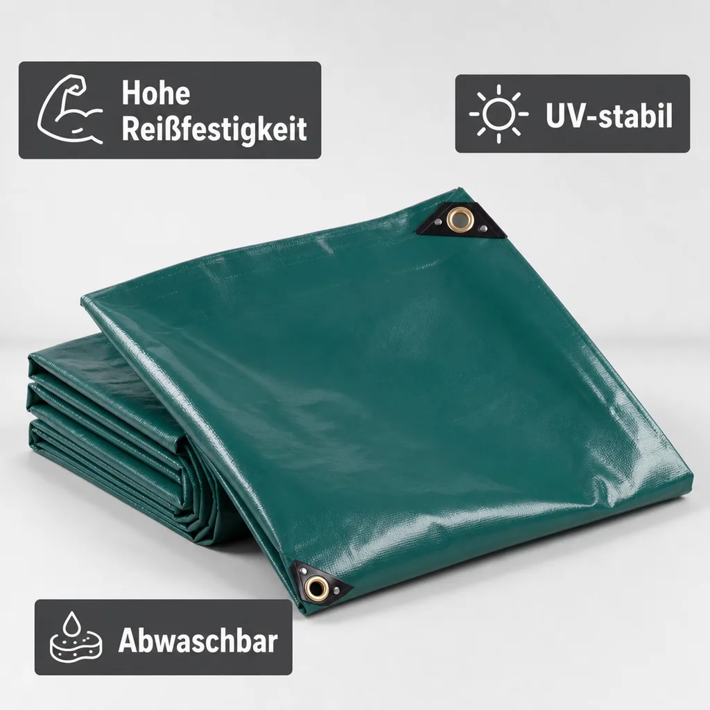 PVC Plane, Abdeckplane 650g/m², grün, wasserdicht, reißfest, 4x5m (20m²)
