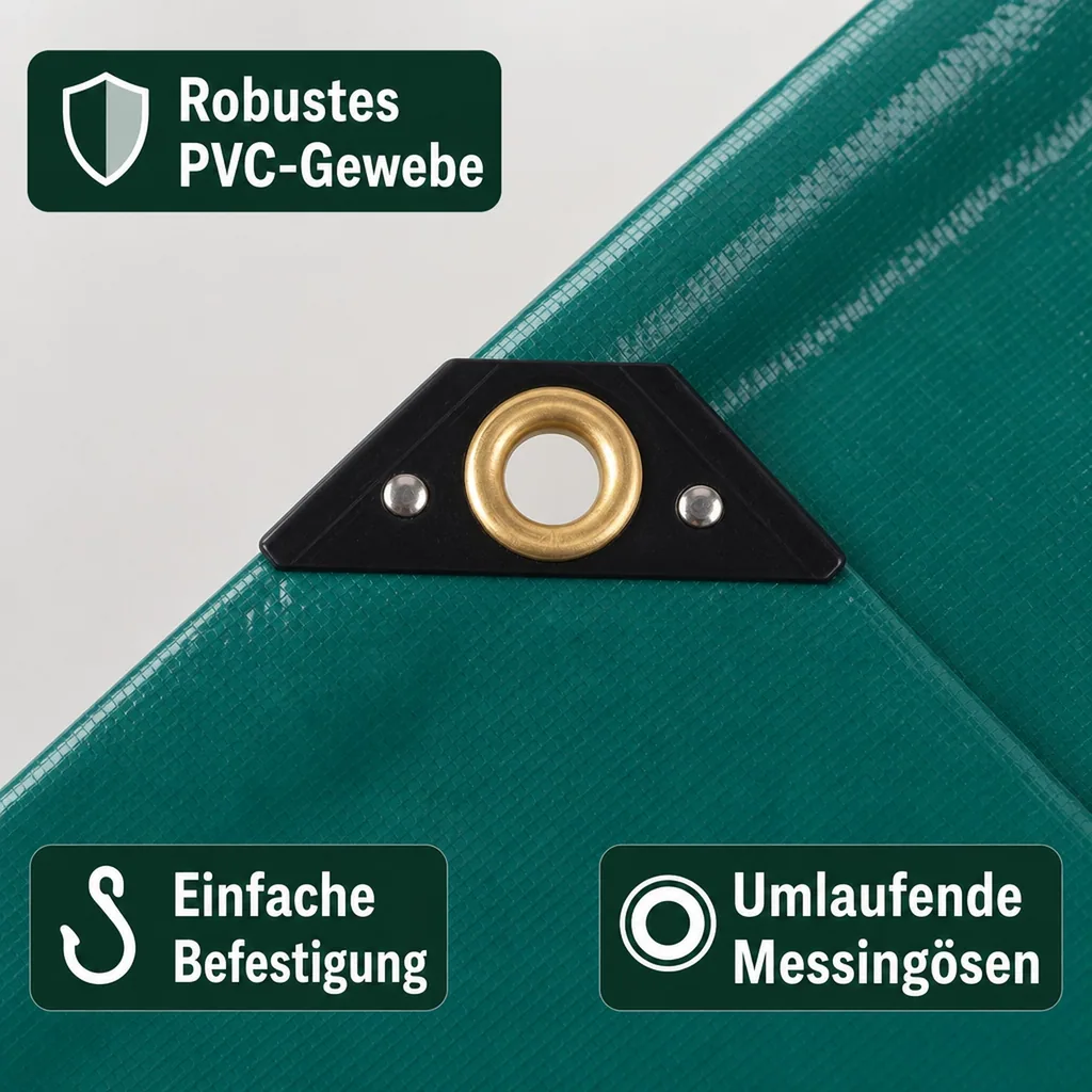 PVC Plane, Abdeckplane 650g/m², grün, wasserdicht, reißfest, 4x5m (20m²)