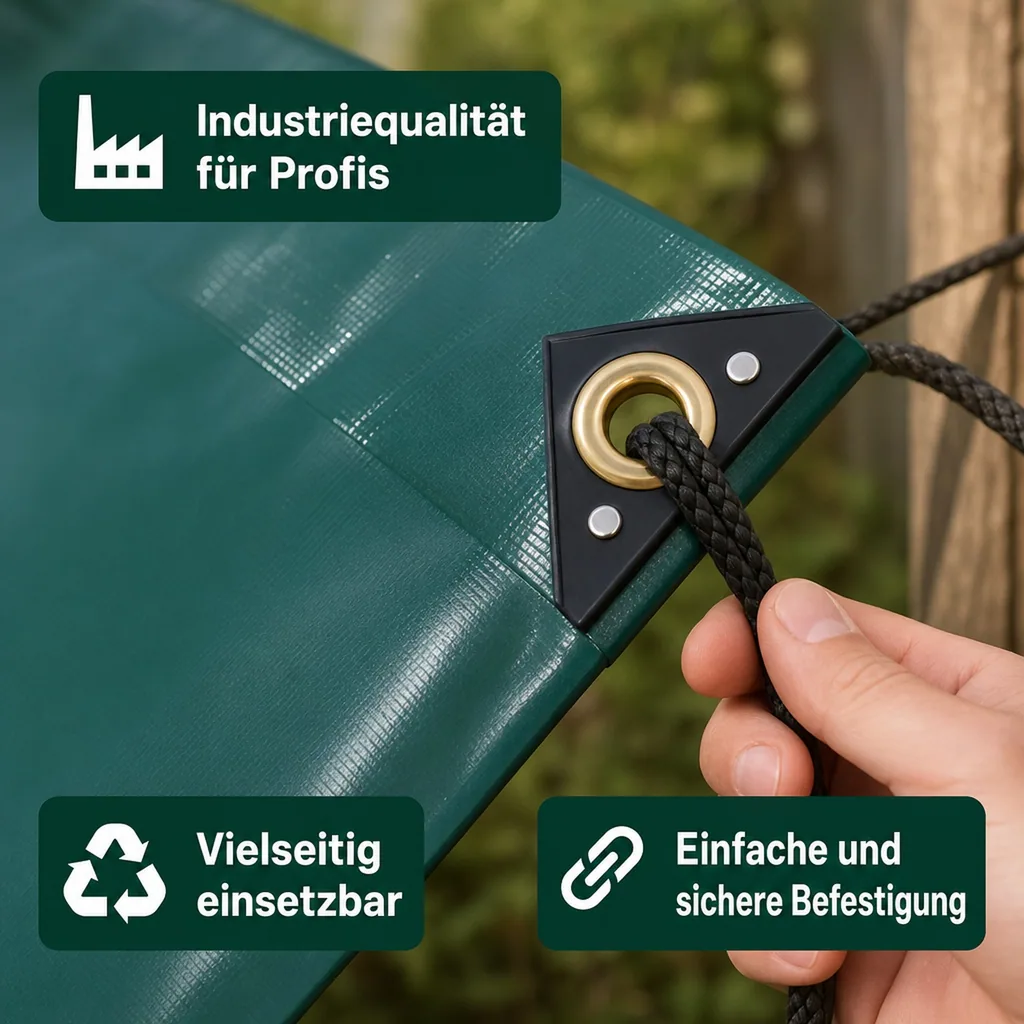 PVC Plane, Abdeckplane 650 g/m², 5x6m, grüne Plane (30m²), wasserdicht