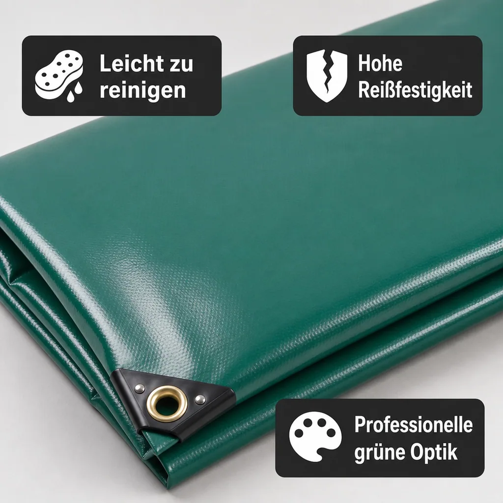PVC Plane, Abdeckplane 650 g/m², 5x6m, grüne Plane (30m²), wasserdicht