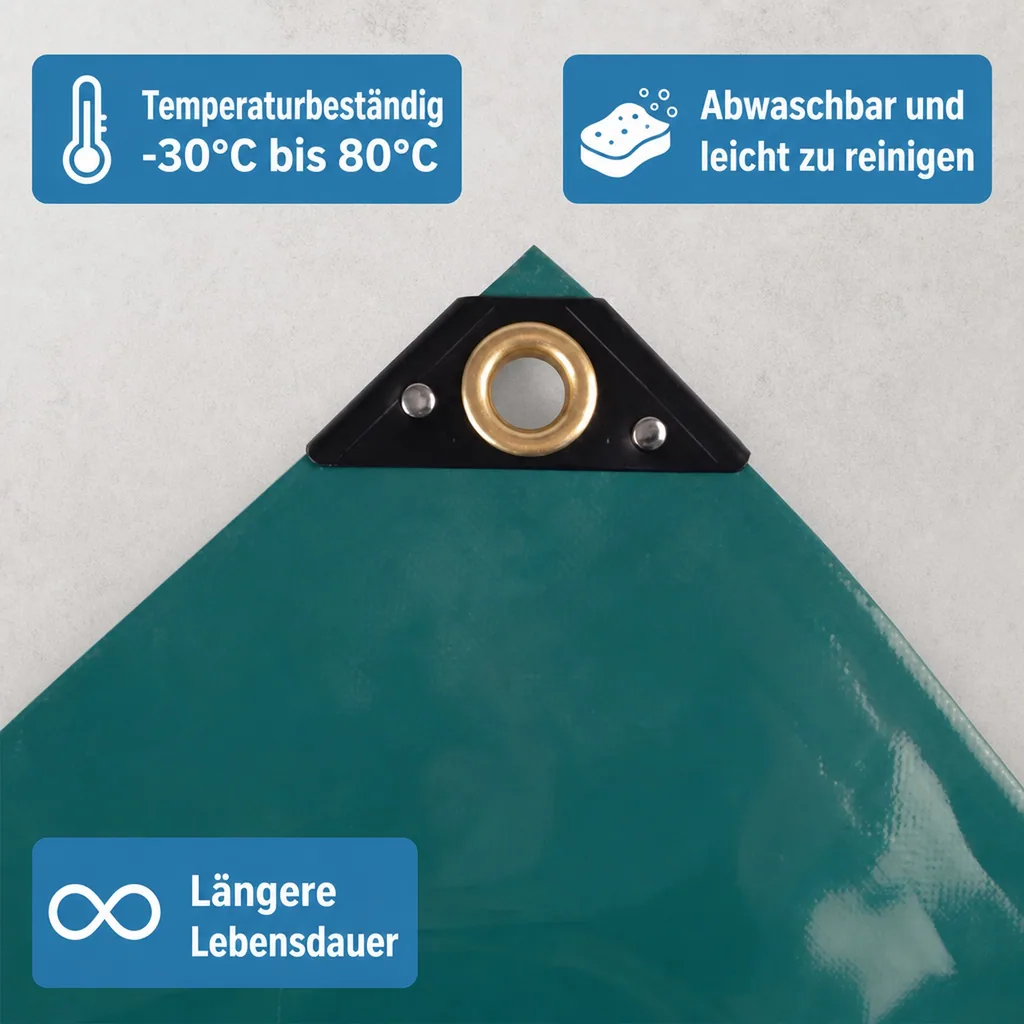 PVC Plane 650g/m², wasserdicht, reißfest, Abdeckplane grün 3x6m (18m²)