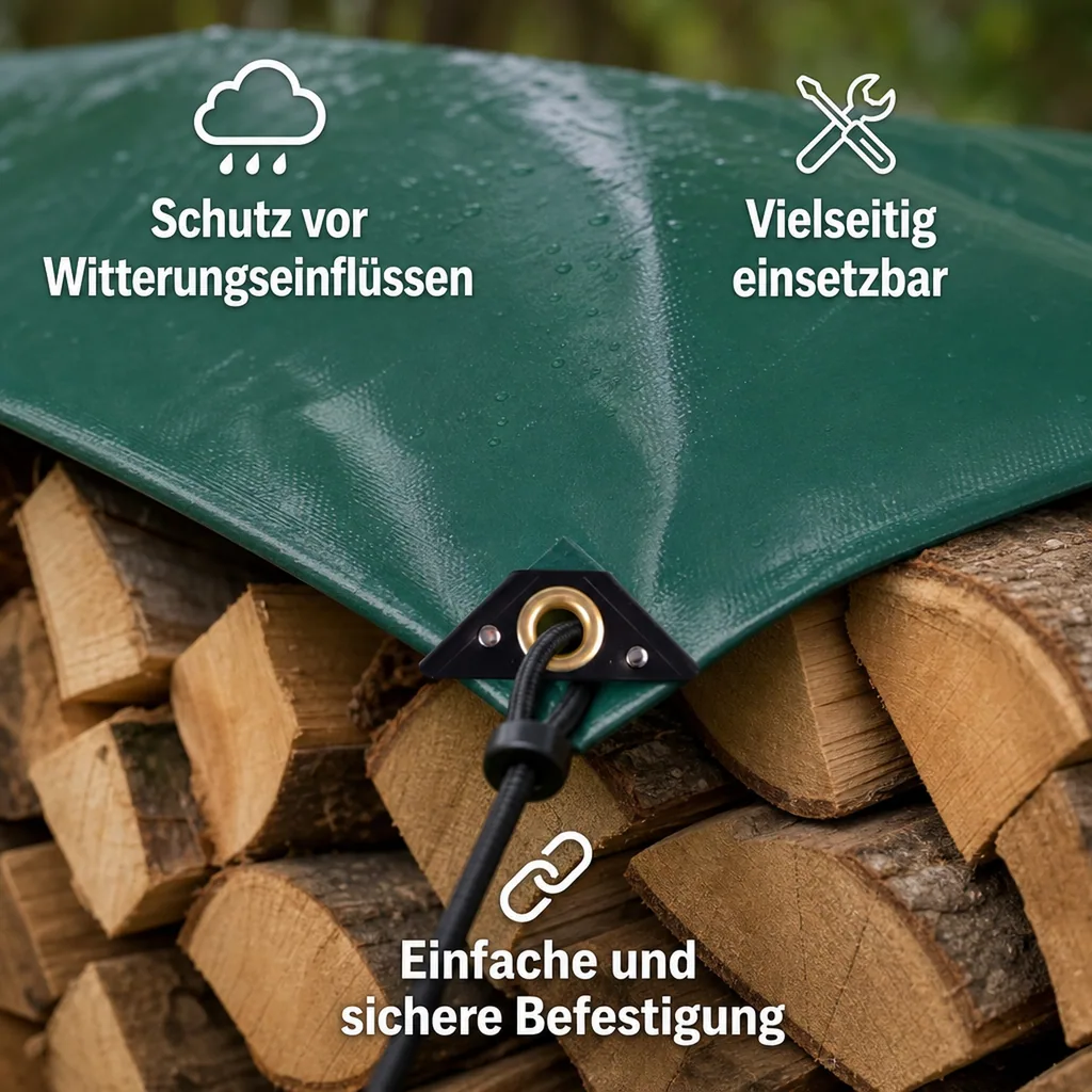 PVC Plane 650g/m², wasserdicht, reißfest, Abdeckplane grün 3x6m (18m²)