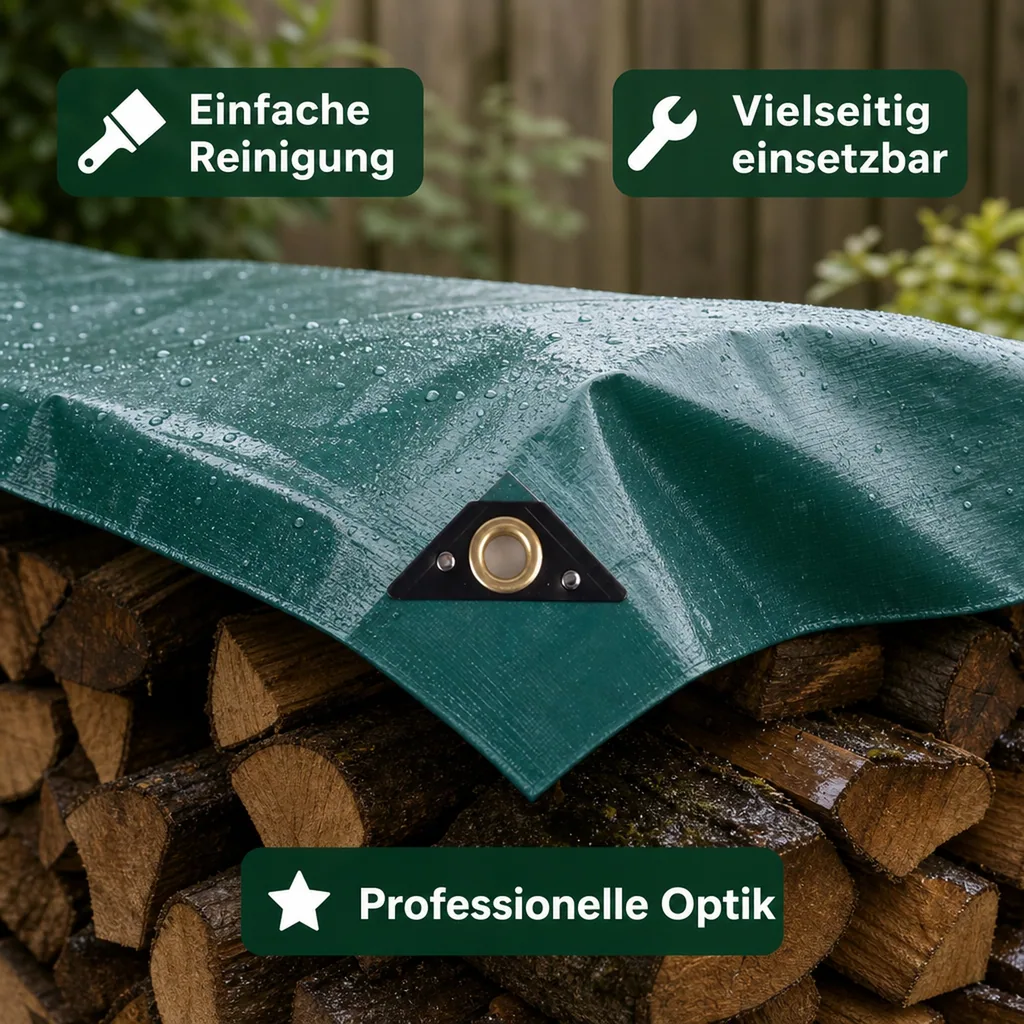 PVC Plane, Abdeckplane 650g/m², grün, wasserdicht, reißfest, 3x4m (12m²)