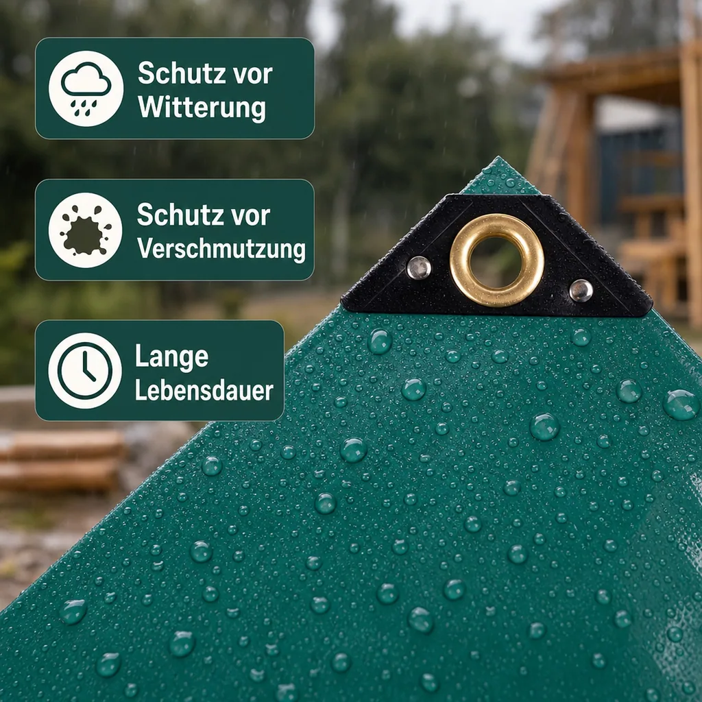 PVC Plane 650 g/m², Abdeckplane, 3,5 x 7m (24,5m²), grün, wasserdicht, reissfest