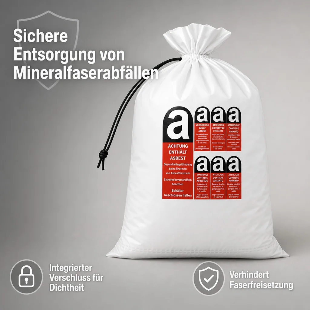 KMF Sack, Mineralwolle Sack, 140x220 cm, 1200 Liter, Mineralfaserabfall Sack