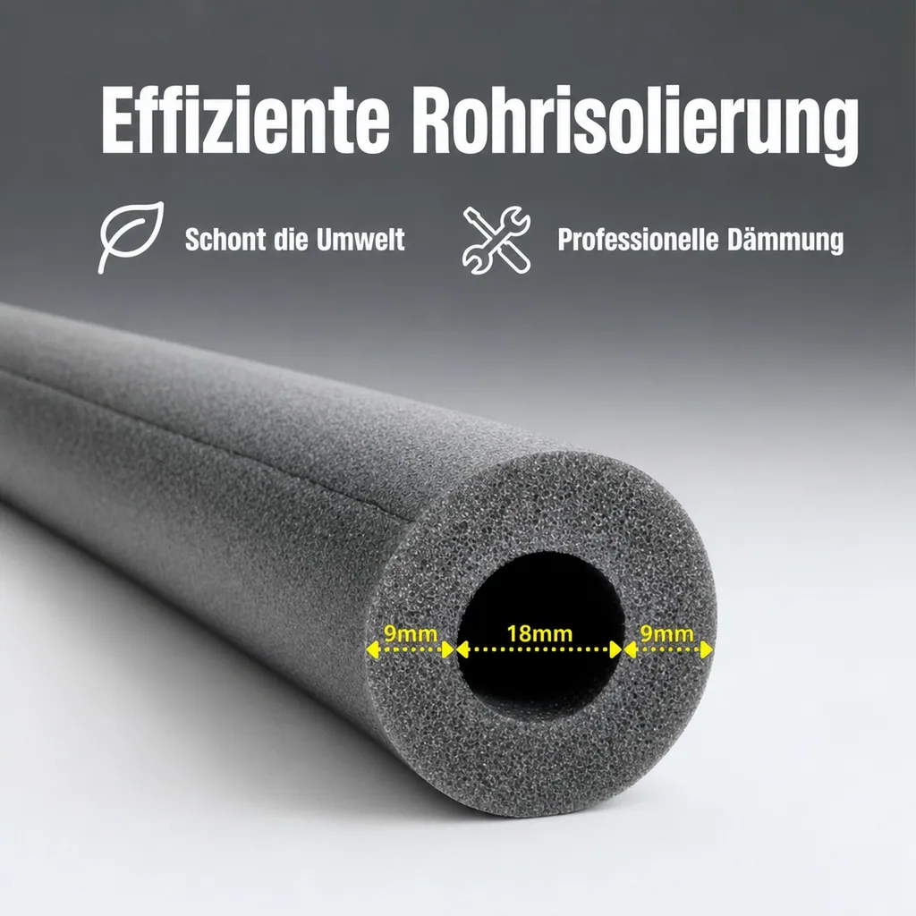 Isolierschlauch 18 mm, 2m Rohrisolierung, Heizungsrohr Dämmung