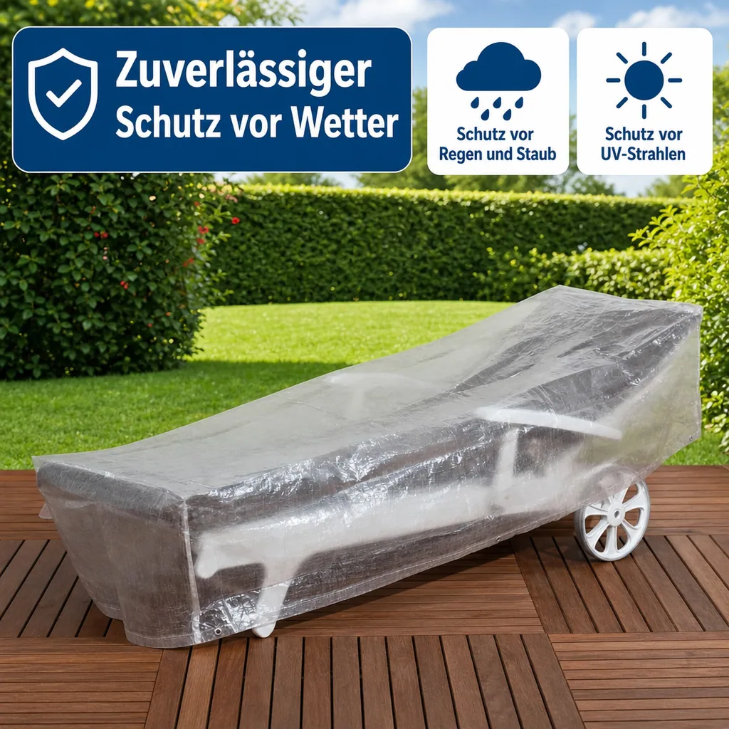 Schutzhülle Liege transparent, Abdeckplane Liege, 200x75x45cm