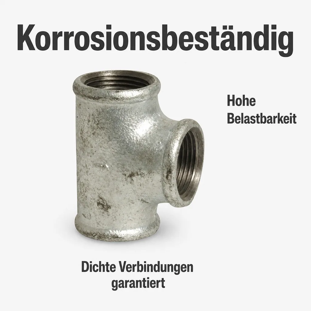 T Stück Temperguss, Gewindefitting 3/4 Zoll, Tempergussfitting