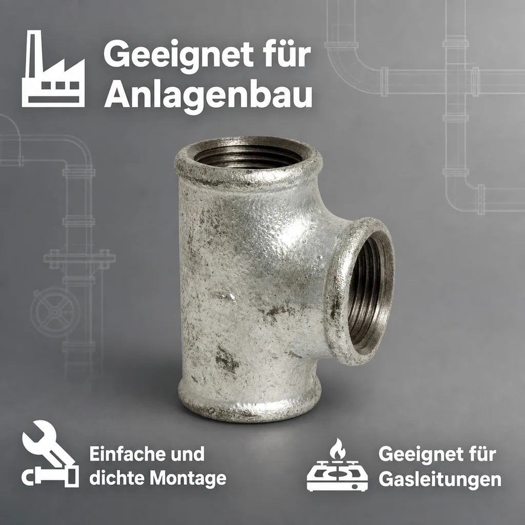 T Stück Temperguss, Gewindefitting 3/4 Zoll, Tempergussfitting