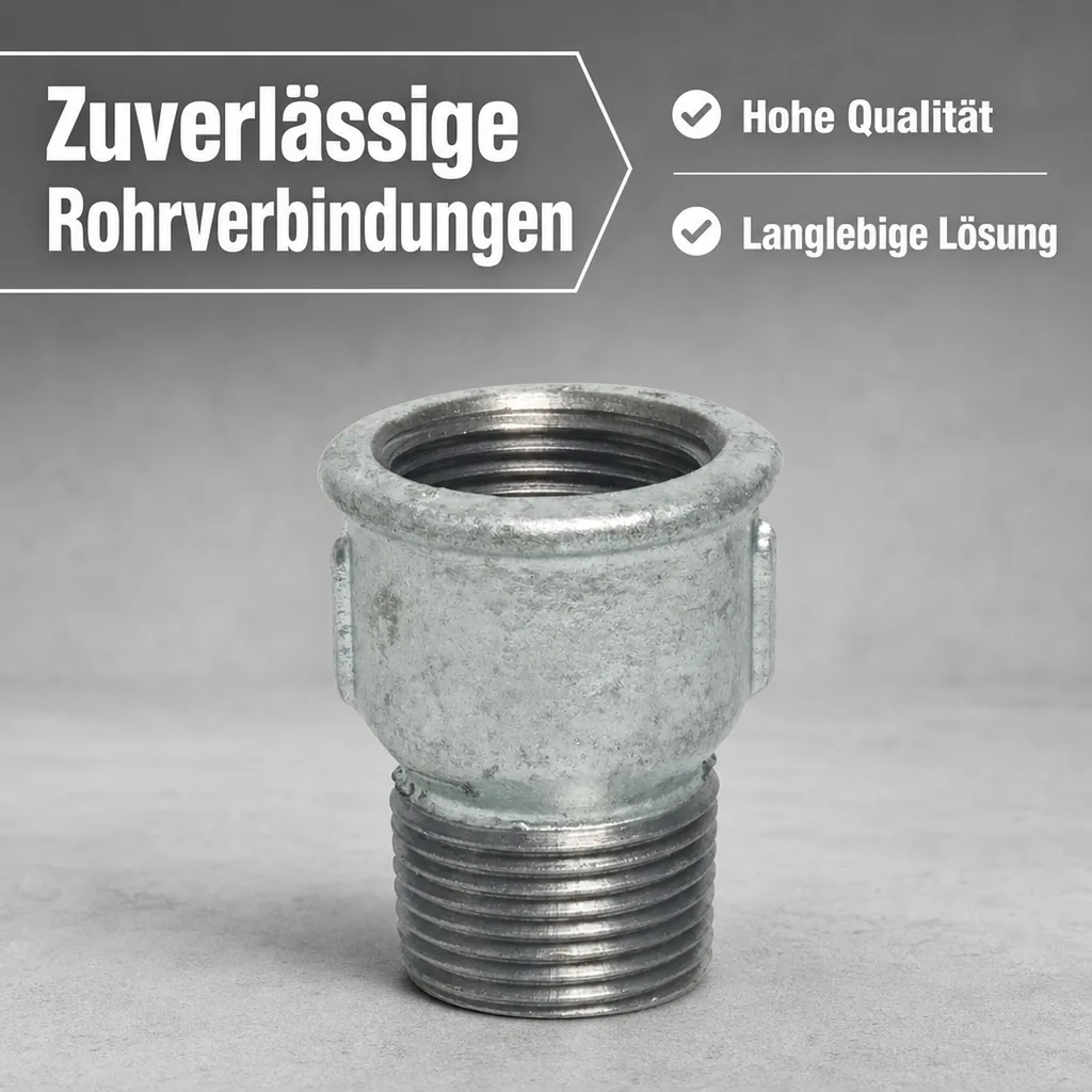 Gewindefitting, Temperguss Muffennippel 1 1/2 Zoll, IG AG