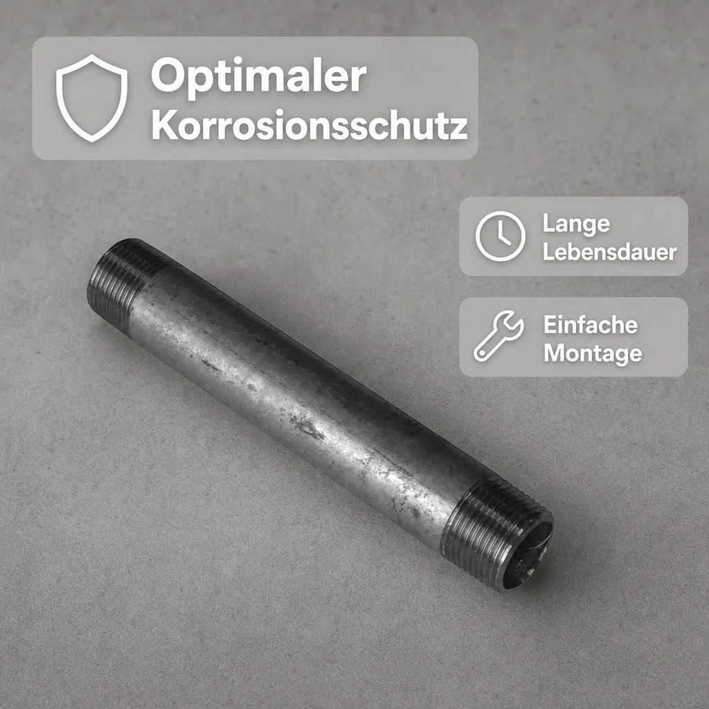 Rohrnippel verzinkt, Gewindefitting, 1/2 Zoll AG x 1/2 Zoll AG, 100mm