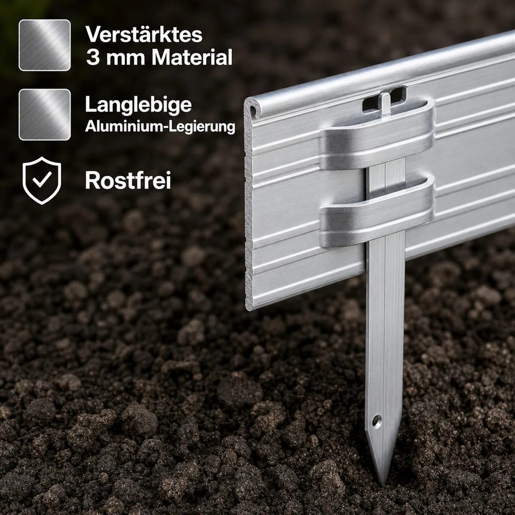 Ultra Starke Alu Rasenkanten 10-14-24 cm, Breite: 14 cm; Menge: 10 Stück; Länge-GS: 1 m