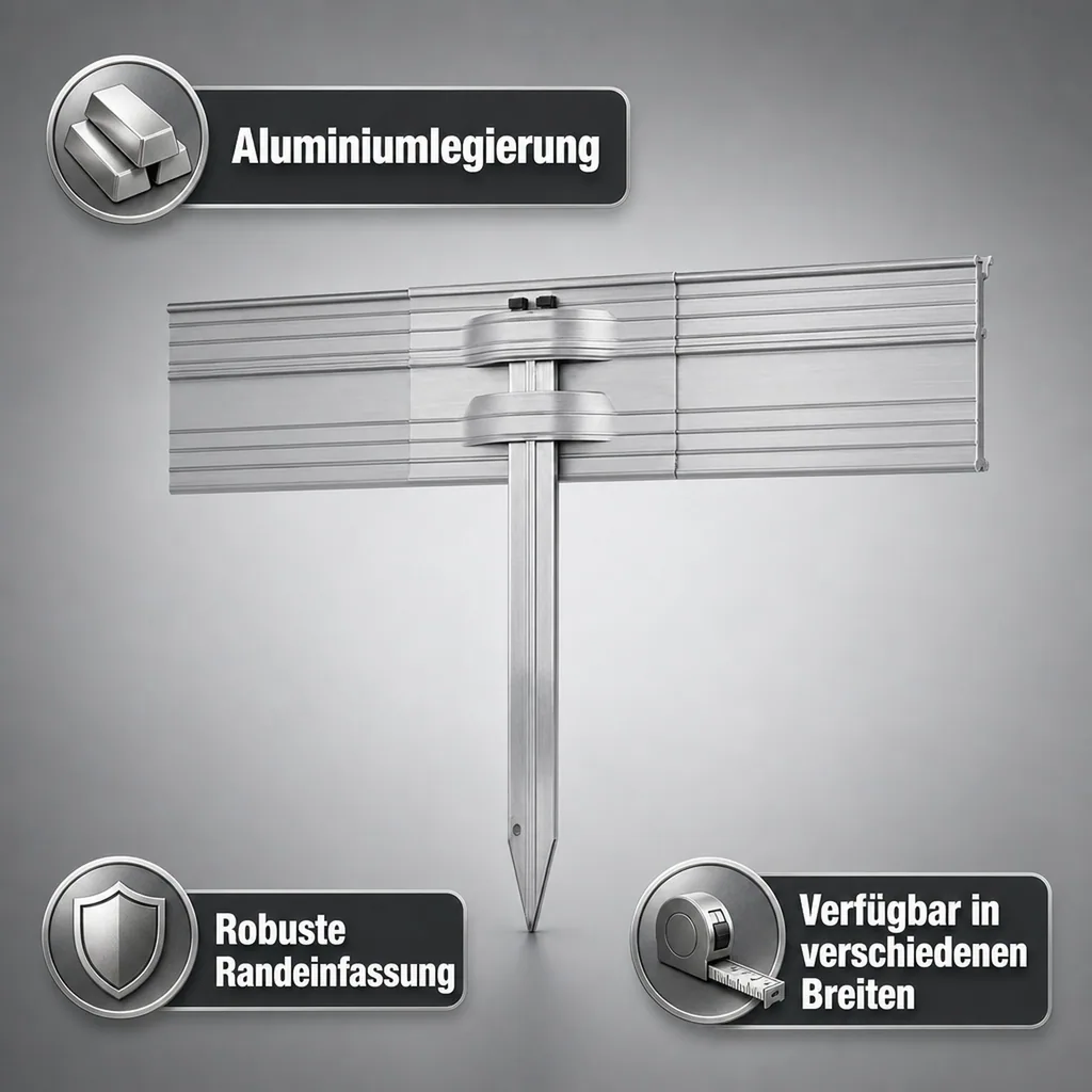 Ultra Starke Alu Rasenkanten Höhe: 10-14-24 cm, Länge: 1- 30 m | Beeteinfassung | Beetumrandung | Beetbegrenzungen, Breite: 14 cm; Menge: 15 Stück