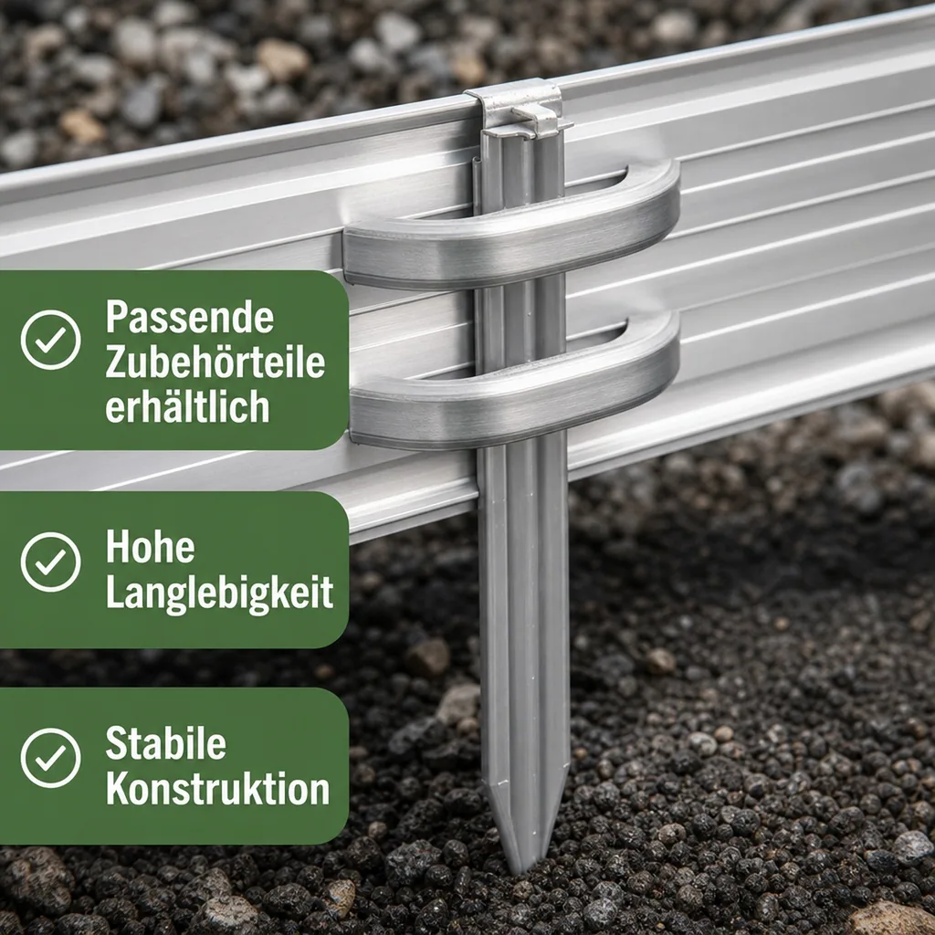 Ultra Starke Alu Rasenkanten Höhe: 10-14-24 cm, Länge: 1- 30 m | Beeteinfassung | Beetumrandung | Beetbegrenzungen, Breite: 14 cm; Menge: 15 Stück