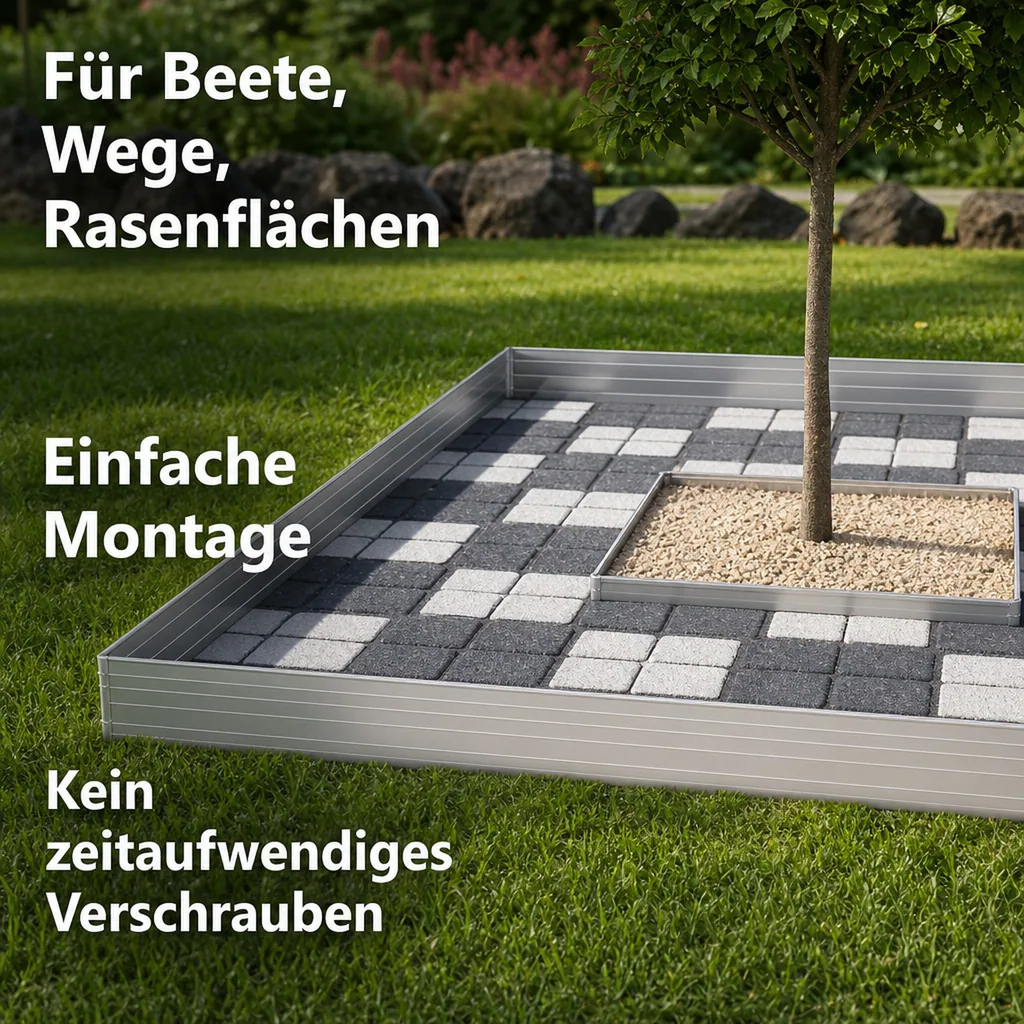 Ultra Starke Alu Rasenkanten Höhe: 10-14-24 cm, Länge: 1- 30 m | Beeteinfassung | Beetumrandung | Beetbegrenzungen, Breite: 14 cm; Menge: 25 Stück