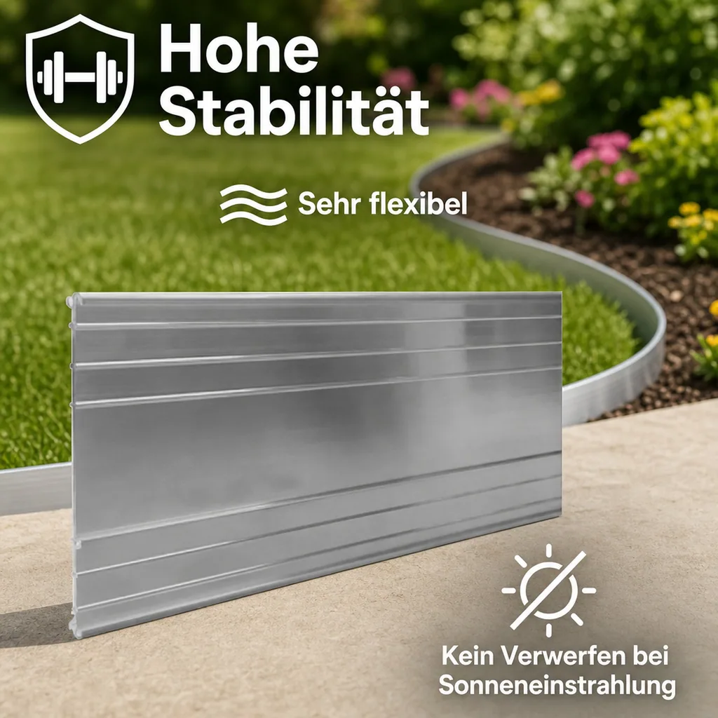 Ultra Starke Alu Rasenkanten Höhe: 10-14-24 cm, Länge: 1- 30 m | Beeteinfassung | Beetumrandung | Beetbegrenzungen, Breite: 14 cm; Menge: 25 Stück