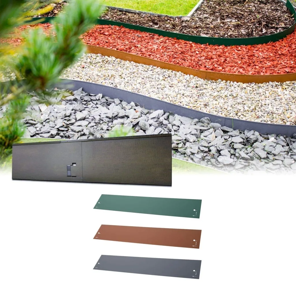 Rasenkanten Metall 13.5cm x 120cm | Beeteinfassung | Beetumrandung | Beetbegrenzungen, Color-GS: grau