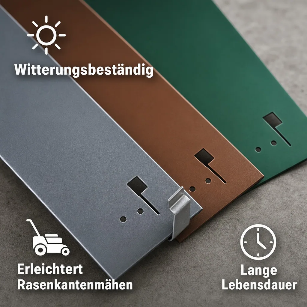 Rasenkanten Metall 13.5cm x 120cm | Beeteinfassung | Beetumrandung | Beetbegrenzungen, Color-GS: grau