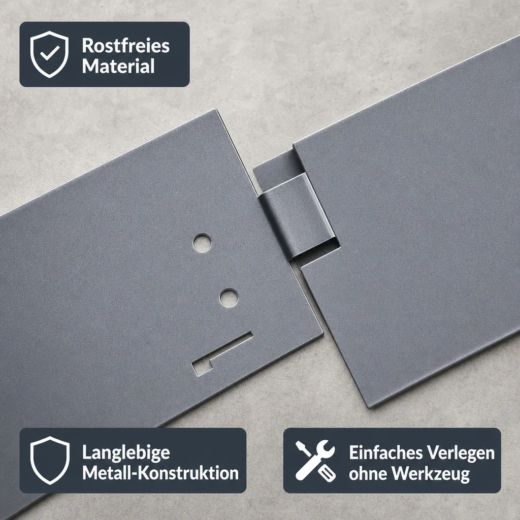 Rasenkanten Metall 13.5cm x 120cm | Beeteinfassung | Beetumrandung | Beetbegrenzungen, Color-GS: grau
