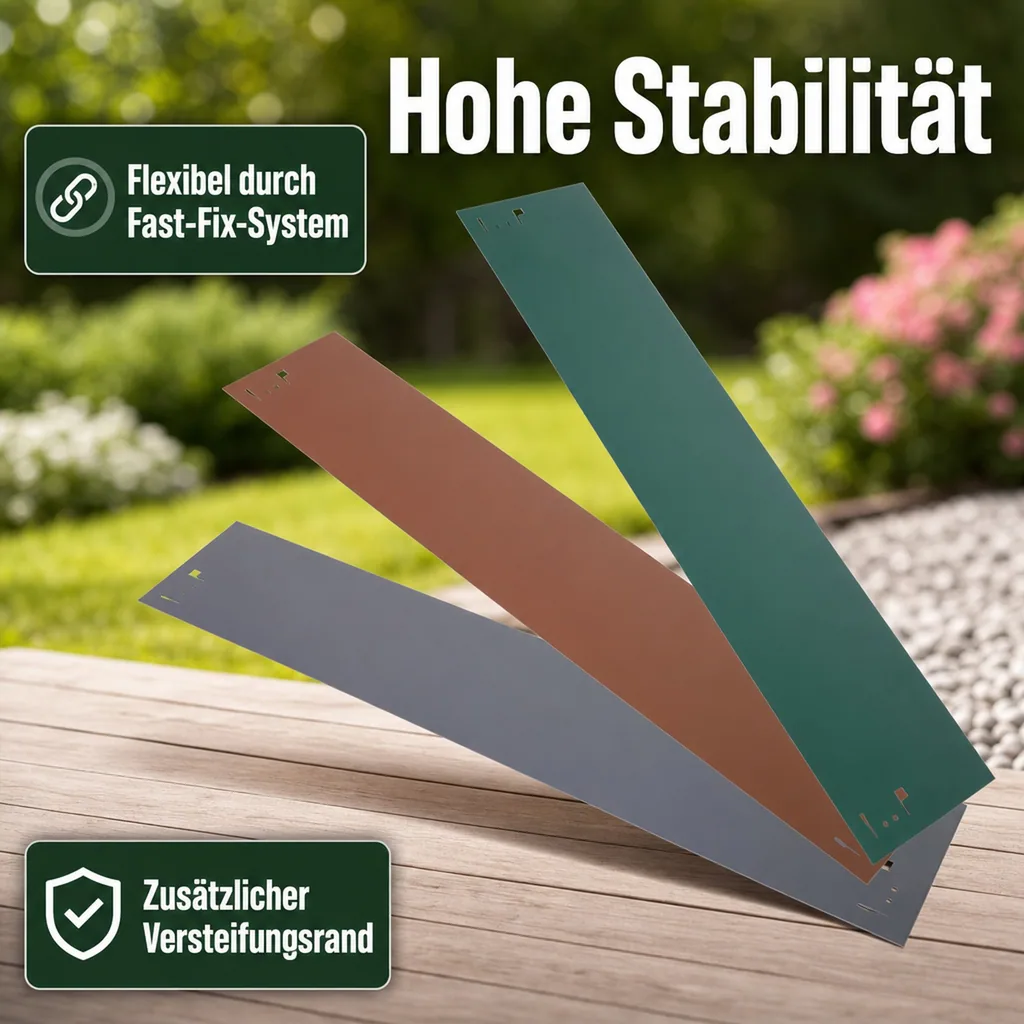 Rasenkanten Metall 13.5cm x 120cm | Beeteinfassung | Beetumrandung | Beetbegrenzungen, Color-GS: grau