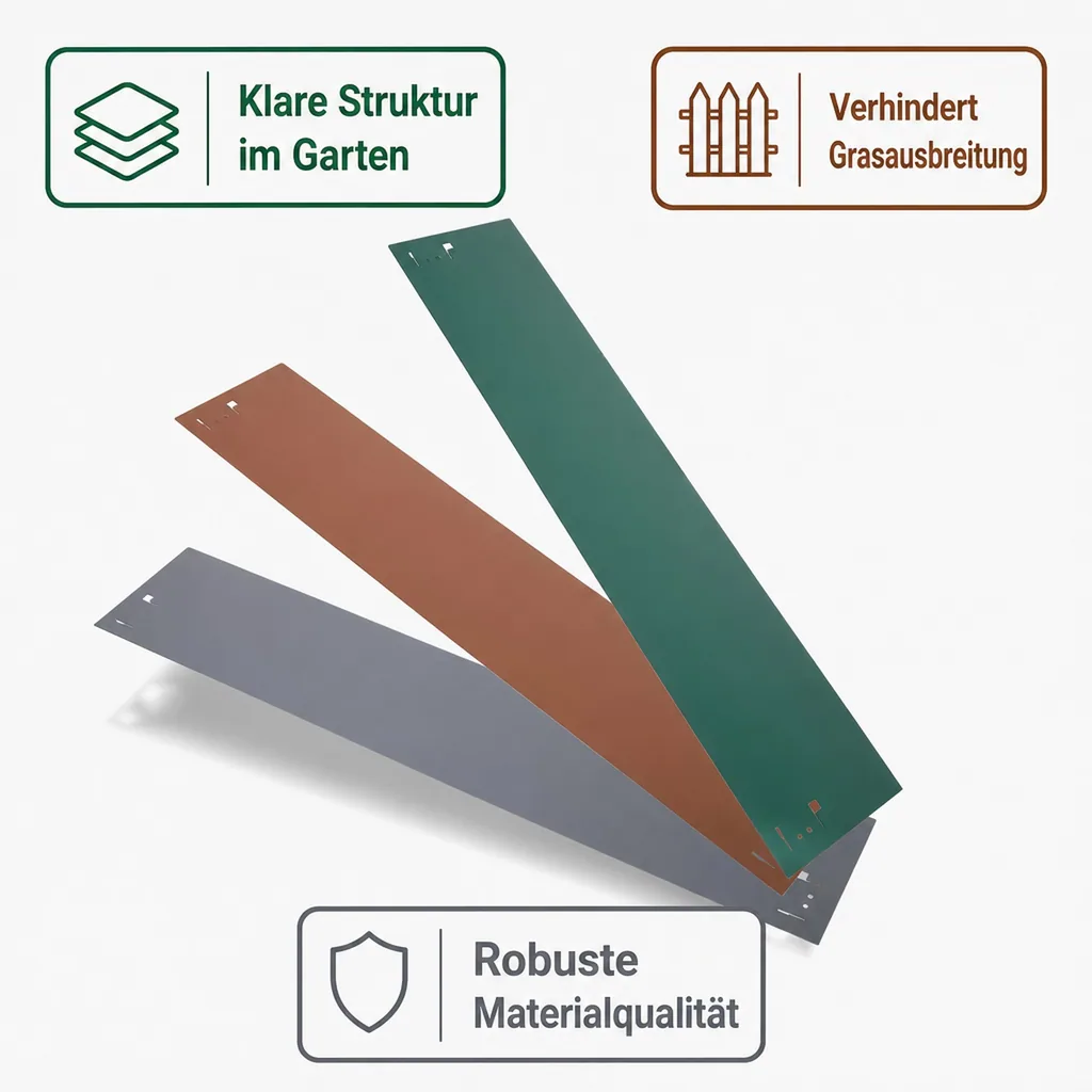 Rasenkanten Metall 13.5cm x 120cm | Beeteinfassung | Beetumrandung | Beetbegrenzungen, Color-GS: grau