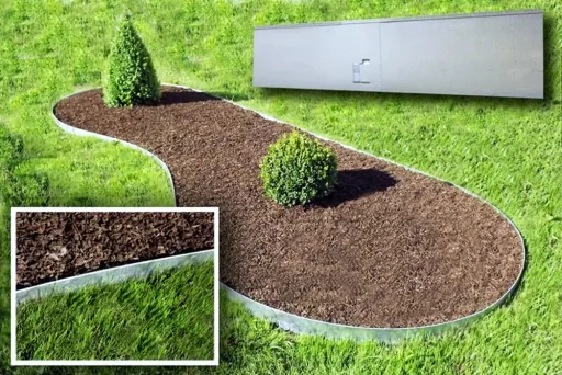 10er Set Rasenkanten Metall 13.5 cm hoch, 12 m lang | Beeteinfassung | Beetumrandung | Beetbegrenzungen, Color-GS: ohne Farbe