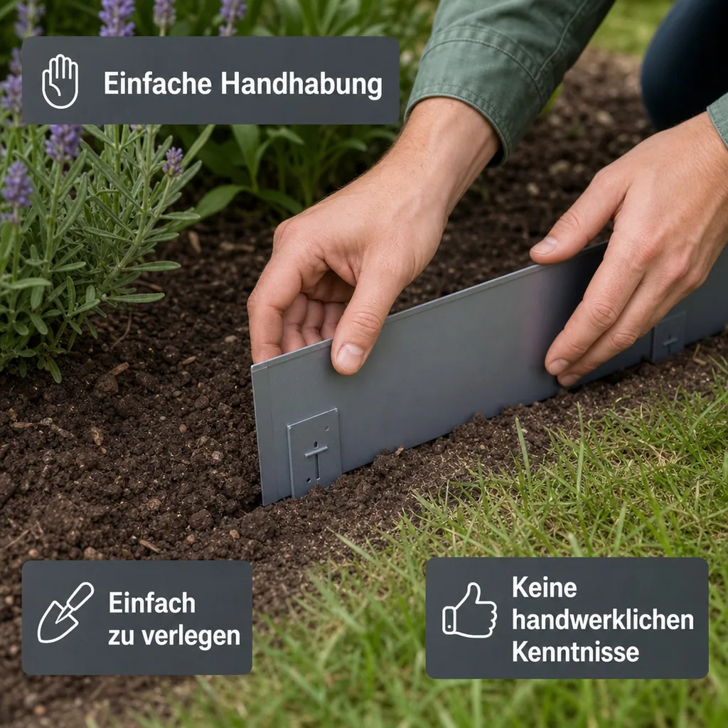 10er Set Rasenkanten Metall 13.5 cm hoch, 12 m lang | Beeteinfassung | Beetumrandung | Beetbegrenzungen, Color-GS: ohne Farbe