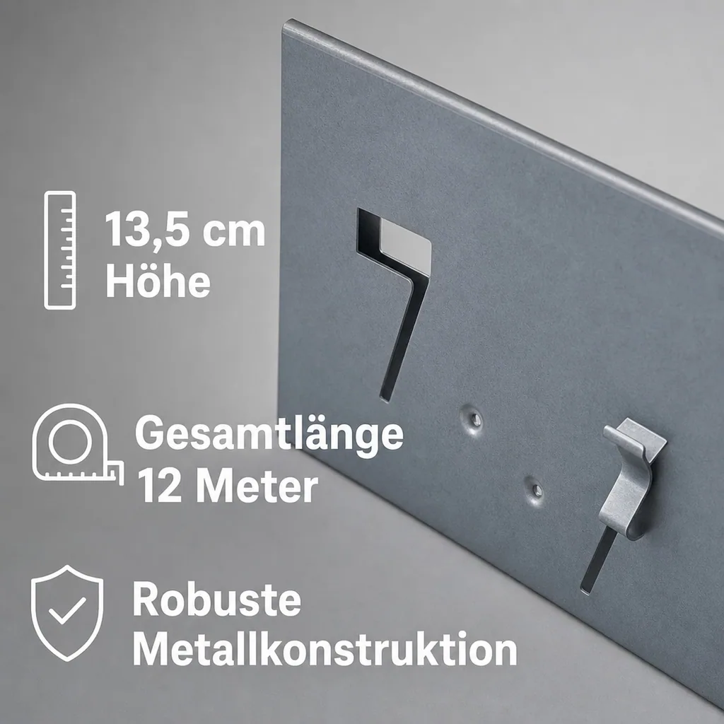 10er Set Rasenkanten Metall 13.5 cm hoch, 12 m lang | Beeteinfassung | Beetumrandung | Beetbegrenzungen, Color-GS: ohne Farbe