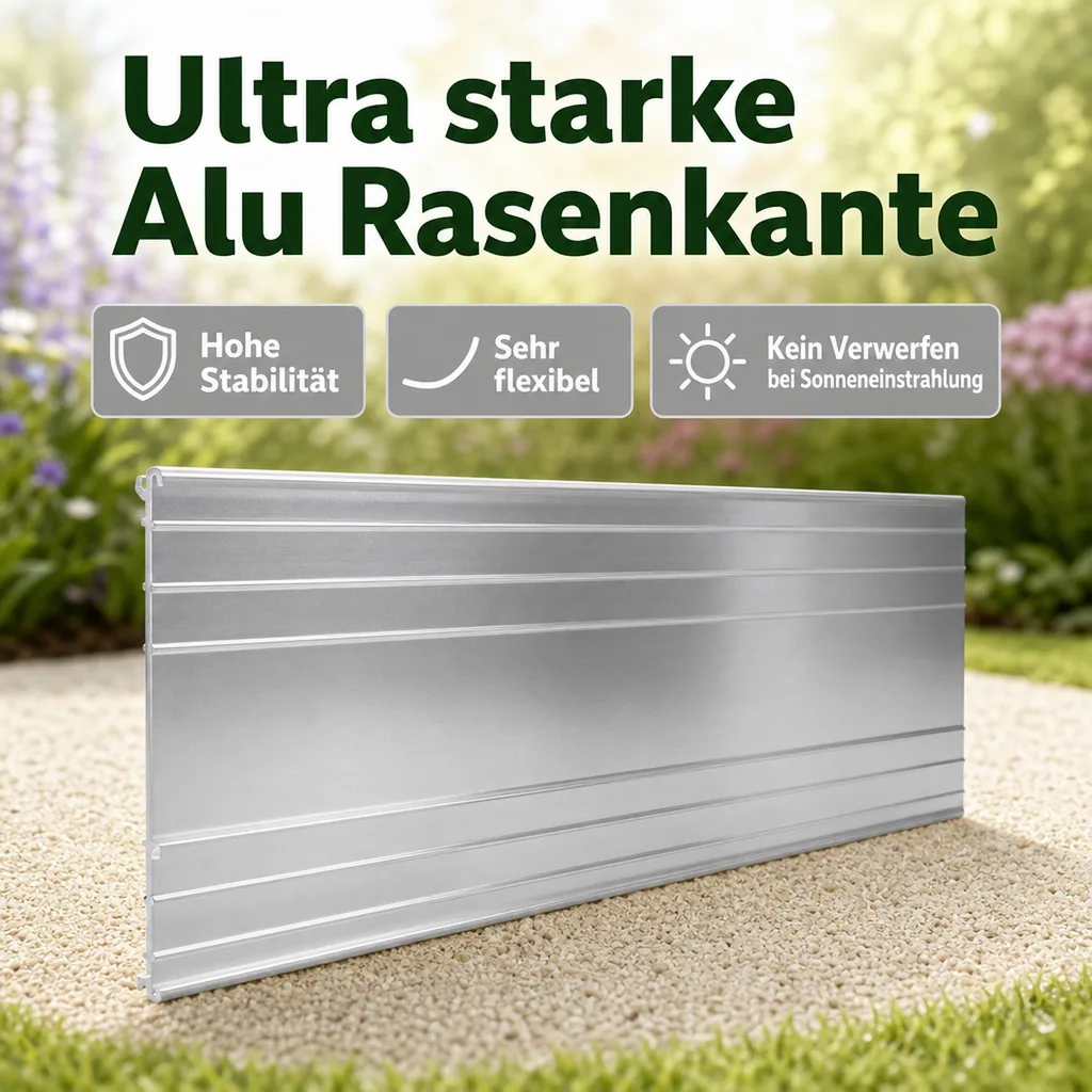 Ultra Starke Alu Rasenkanten Höhe: 10-14-24 cm, Länge: 1- 30 m | Beeteinfassung | Beetumrandung | Beetbegrenzungen, Breite: 14 cm; Menge: 10 Stück