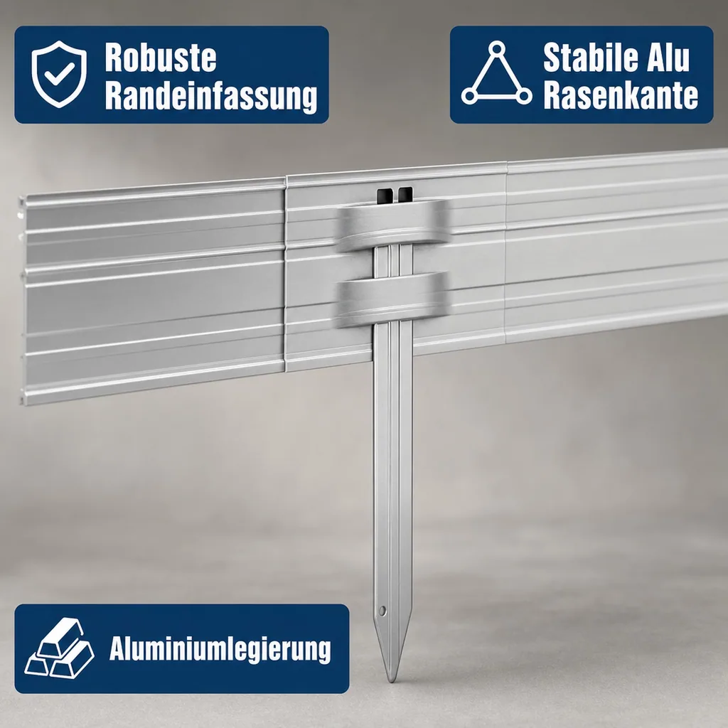 Ultra Starke Alu Rasenkanten Höhe: 10-14-24 cm, Länge: 1- 30 m | Beeteinfassung | Beetumrandung | Beetbegrenzungen, Breite: 14 cm; Menge: 10 Stück