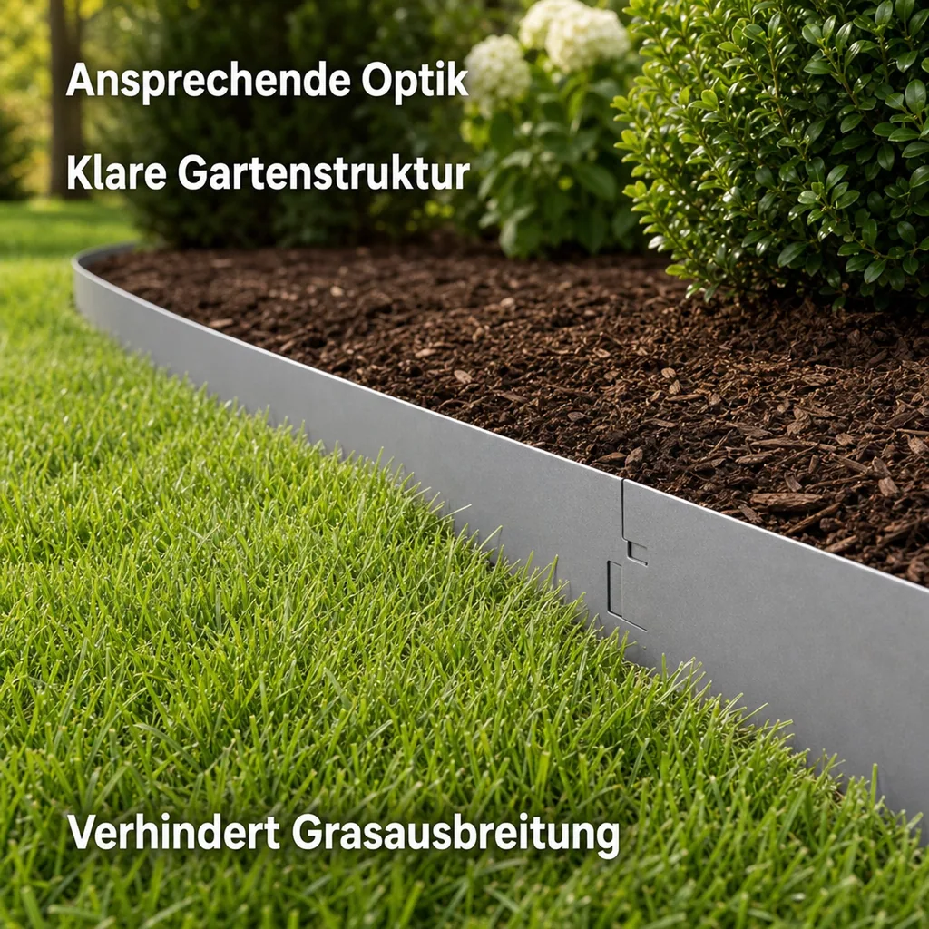 20er Set Rasenkanten Metall 13.5 cm hoch, 24 m lang | Beeteinfassung | Beetumrandung | Beetbegrenzungen, Color-GS: ohne Farbe