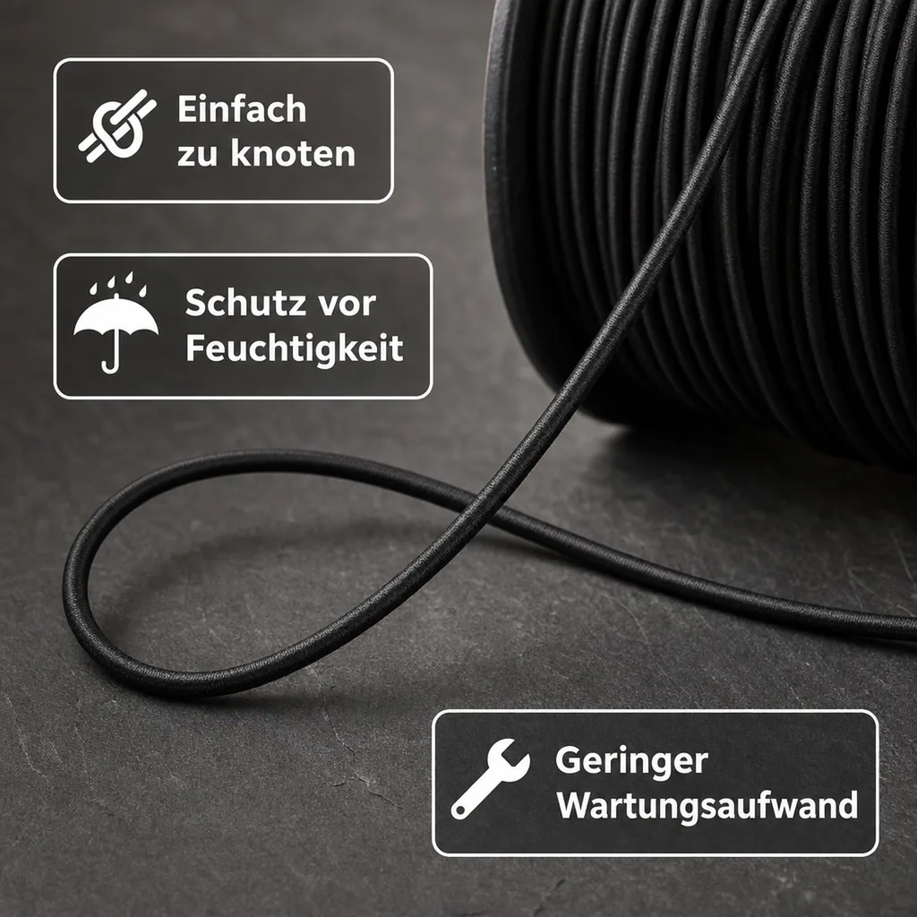 Expanderseil 6 mm, schwarz, 30 Meter, Gummiseil, UV-beständig