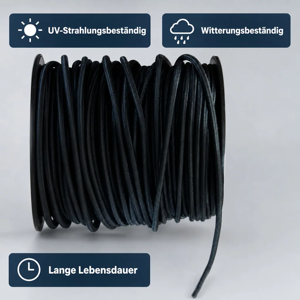 Expanderseil 6 mm schwarz 100 Meter, Gummiseil