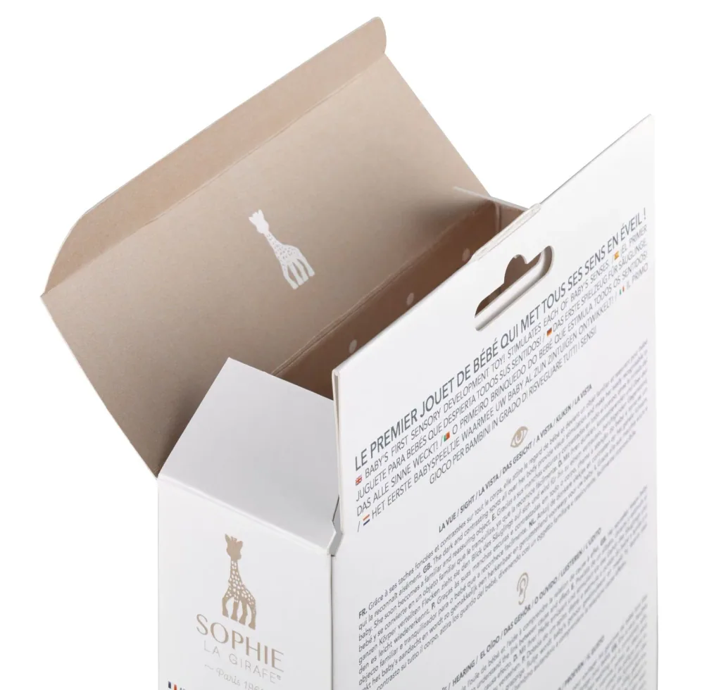 Sophie la girafe Beißring, Ringrassel - Naturkautschuk, Geschenkkarton weiß