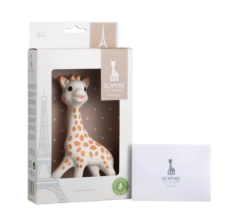 Sophie la girafe Beißring, Ringrassel - Naturkautschuk, Geschenkkarton weiß