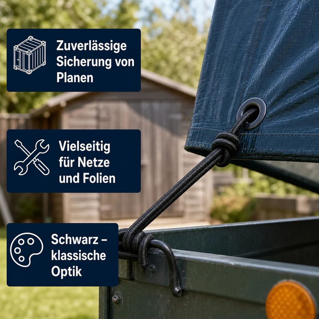 Expanderseil 6 mm schwarz 30 Meter PP Ummantelung