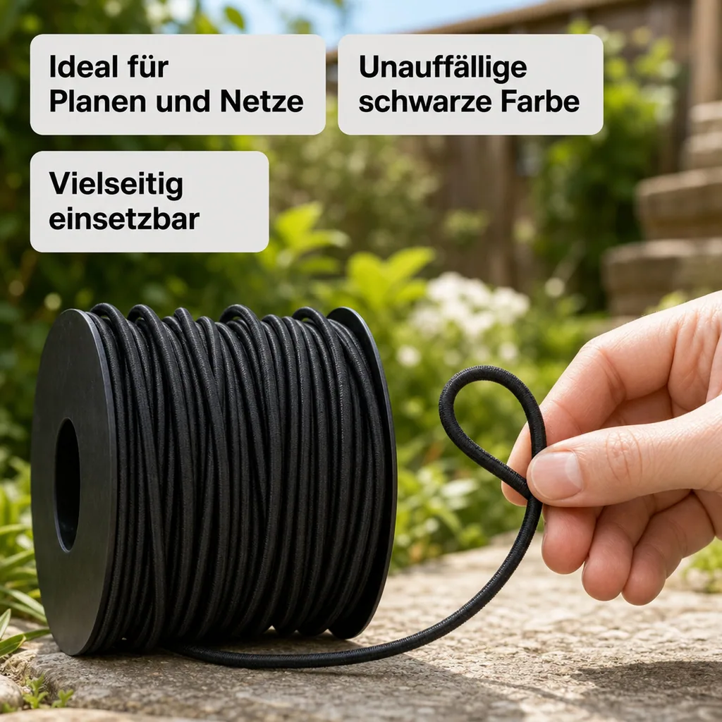 Expanderseil 6 mm schwarz, 75 Meter, UV-beständig