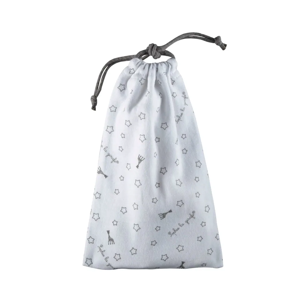 Sophie la girafe Beißring, Ringrassel - Naturkautschuk, Stoffbeutelchen (Geschenkkarton weiß)
