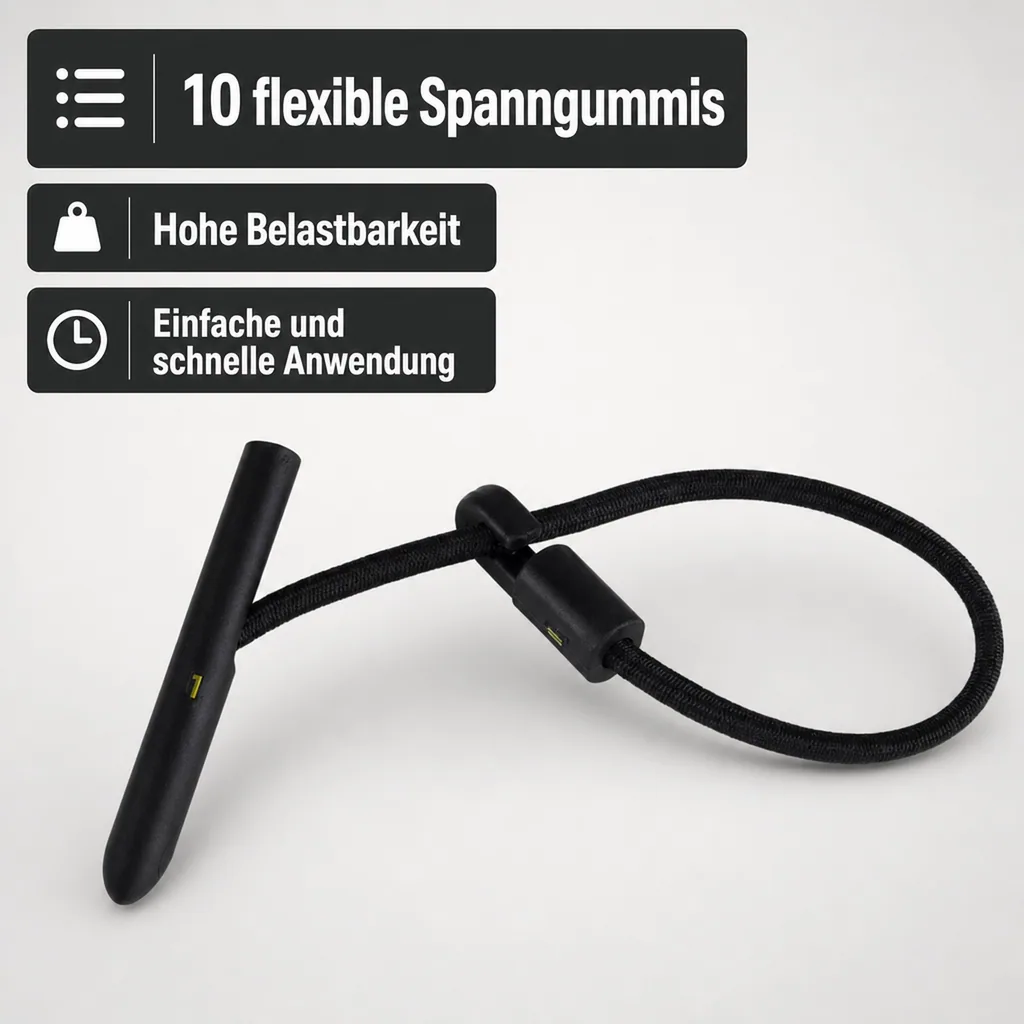 Spanngummi Set, 10er, flexible Spanner 25cm mit Quersicherung, Planenbefestigung