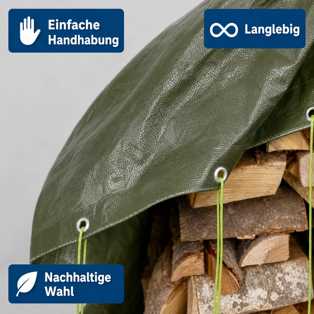 Abdeckplane, 210g/m² 4x7m grün (28m²), wasserdicht, reißfest