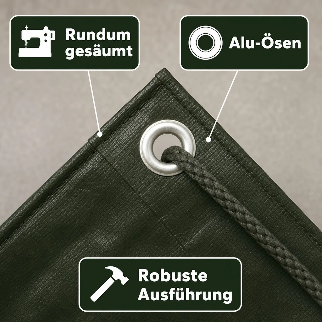 Abdeckplane 210g/m², 6x10m grün, (60m²), wasserdicht und reissfest