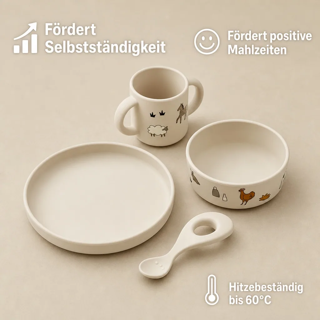 Liewood Kindergeschirr Set - Vivi, Silikon, Bauernhof/Sandy