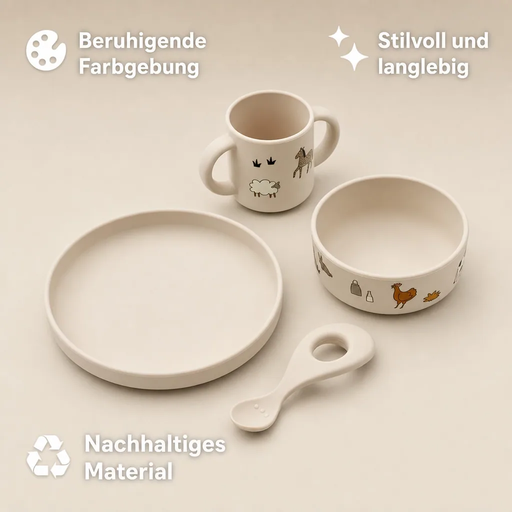 Liewood Kindergeschirr Set - Vivi, Silikon, Bauernhof/Sandy