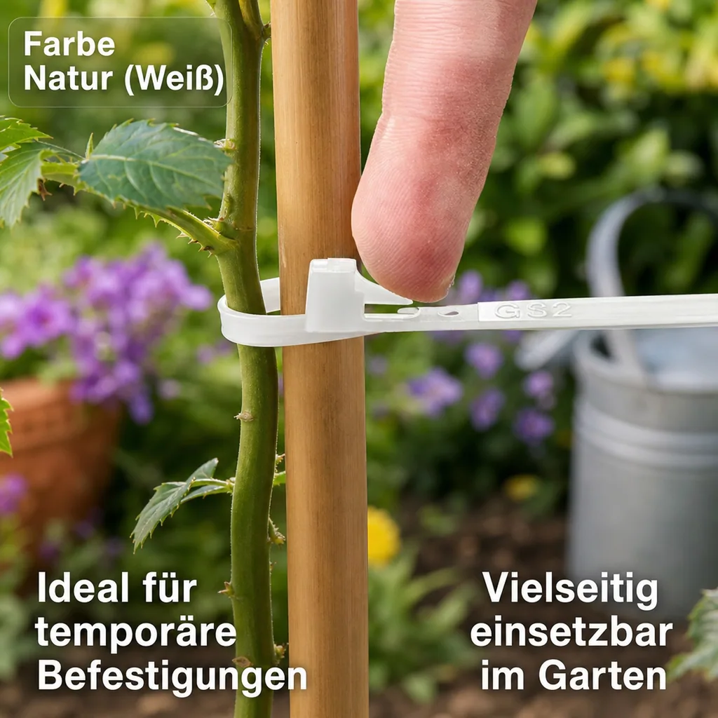 Kabelbinder, 100 Stk. wiederlösbar 300x7,6mm, natur, wiederverwendbar