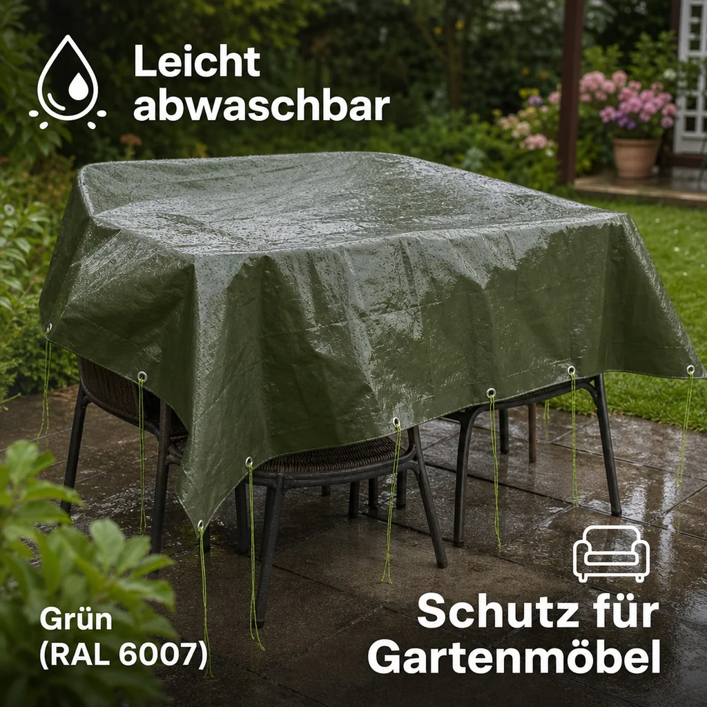 Abdeckplane 5x6m, grün, 210g/m², wasserdicht, reißfest