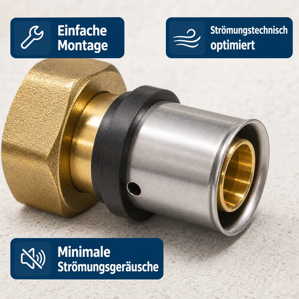 Eurokonus Verschraubung, Pressfitting Übergangsverschraubung 20mm