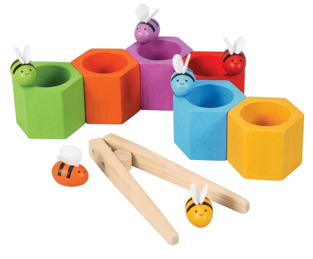 Plan Toys - Geschicklichkeitsspiel Bienenwaben, Gummibaumholz