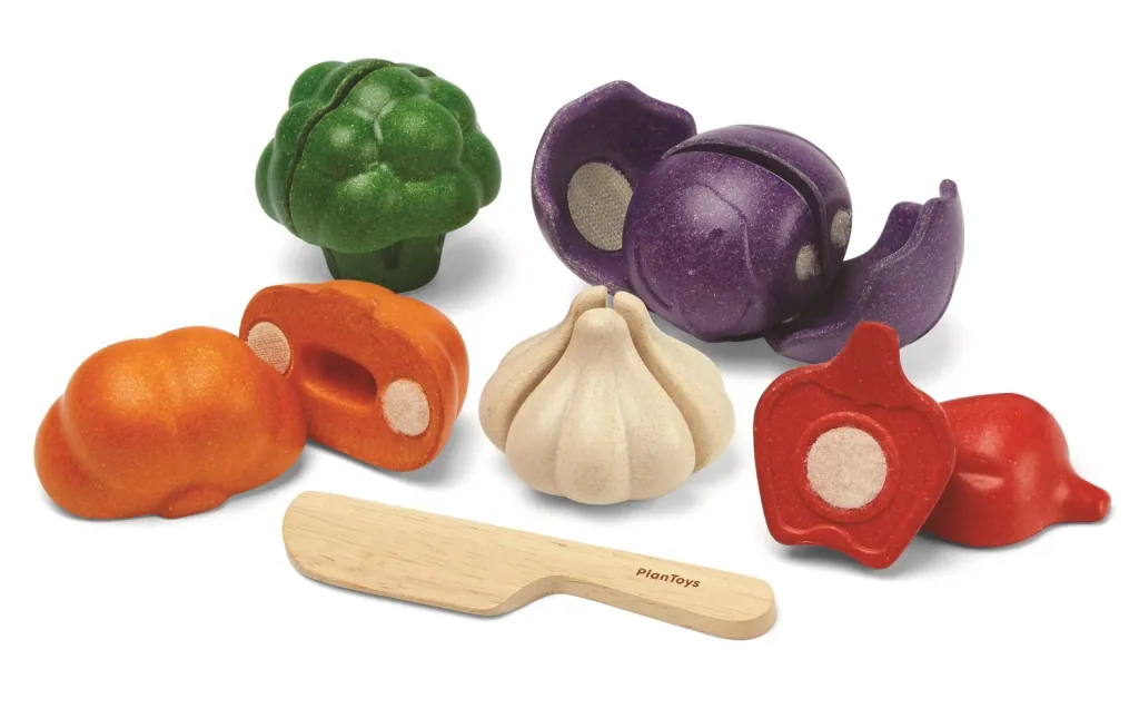 Plan Toys - Gemüse 5-farbiges Set, Gummibaumholz