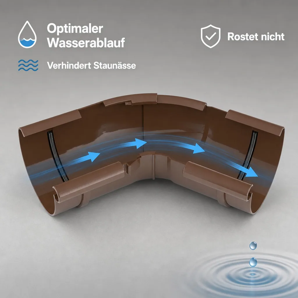Regenrinne, Eckstück Innen einstellbar 120-145°, braun, System 125